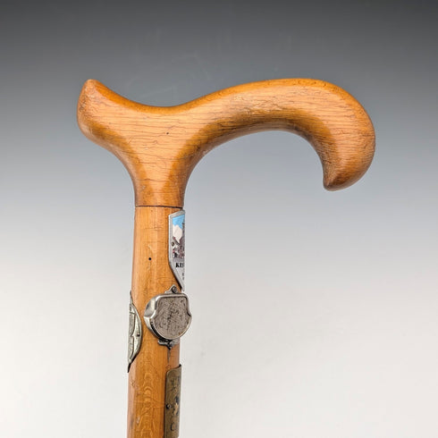 復古英國旅遊離合器手柄健行手杖棕褐色桿身 89 厘米